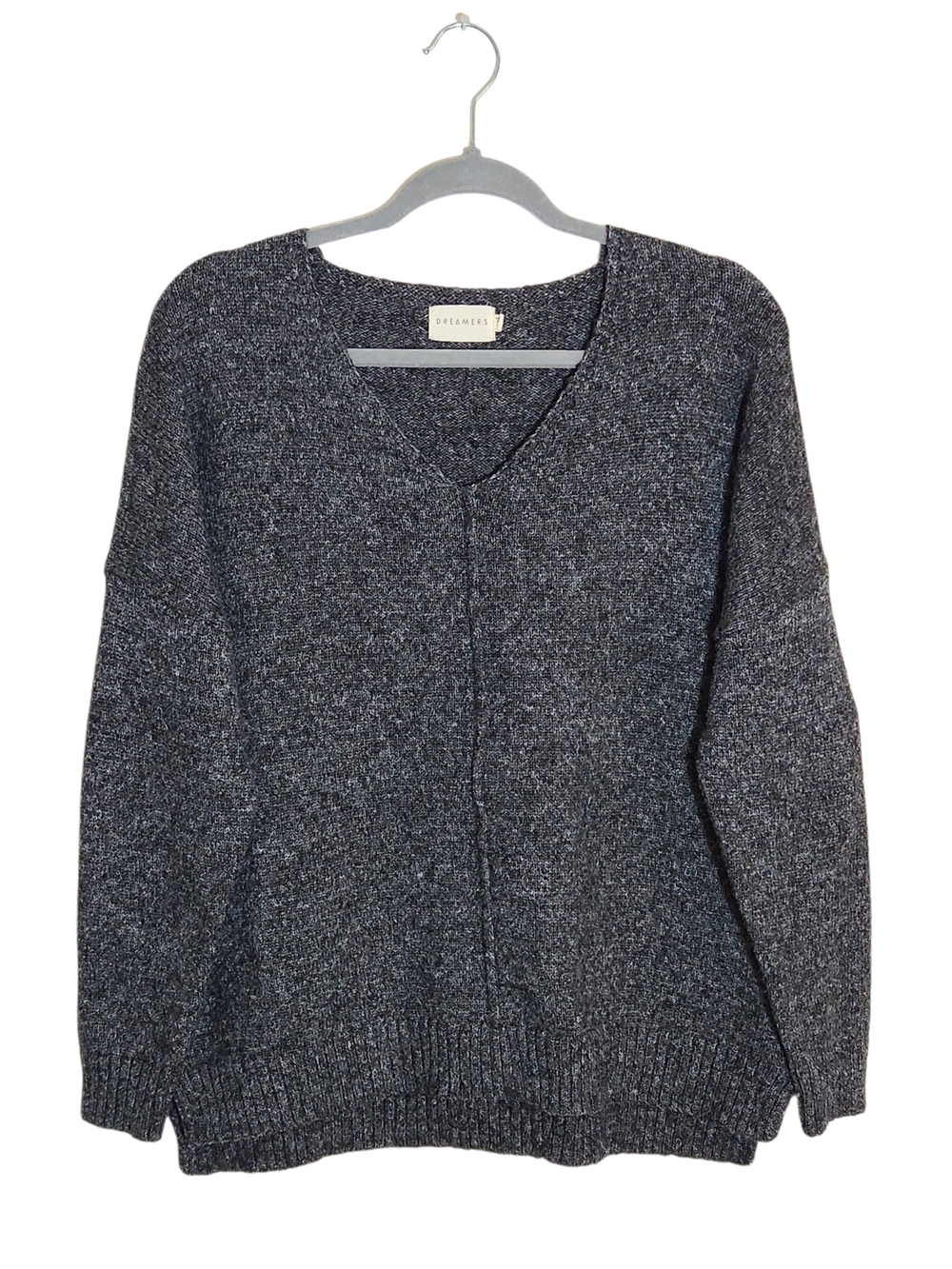 Dreamers Charcoal Gray Fuzzy Knit Sweater Size XS